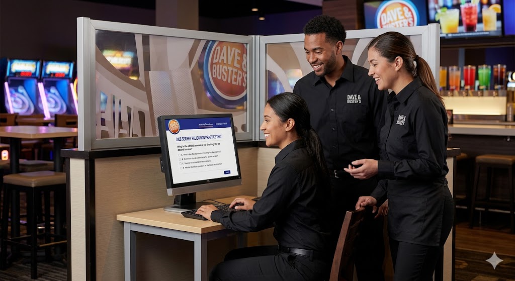 Dave and Busters Server Validation Practice Test Banner