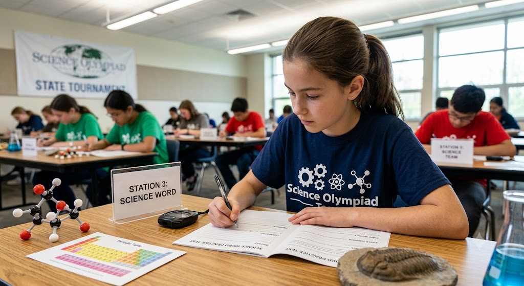 Science Olympiad Science Word Practice Test Banner