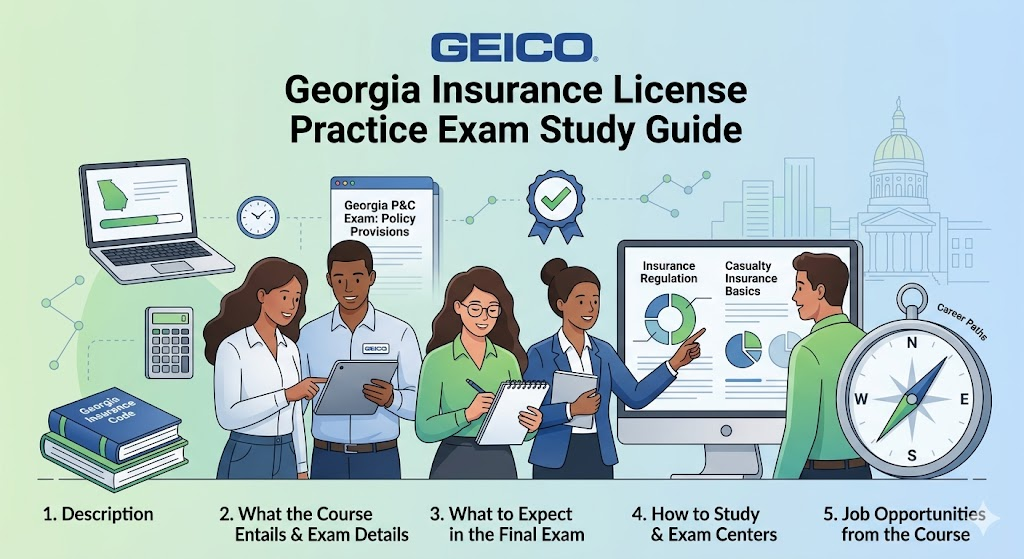 Georgia State Government Employees Insurance Company (GEICO) Licensing Practice Test Banner