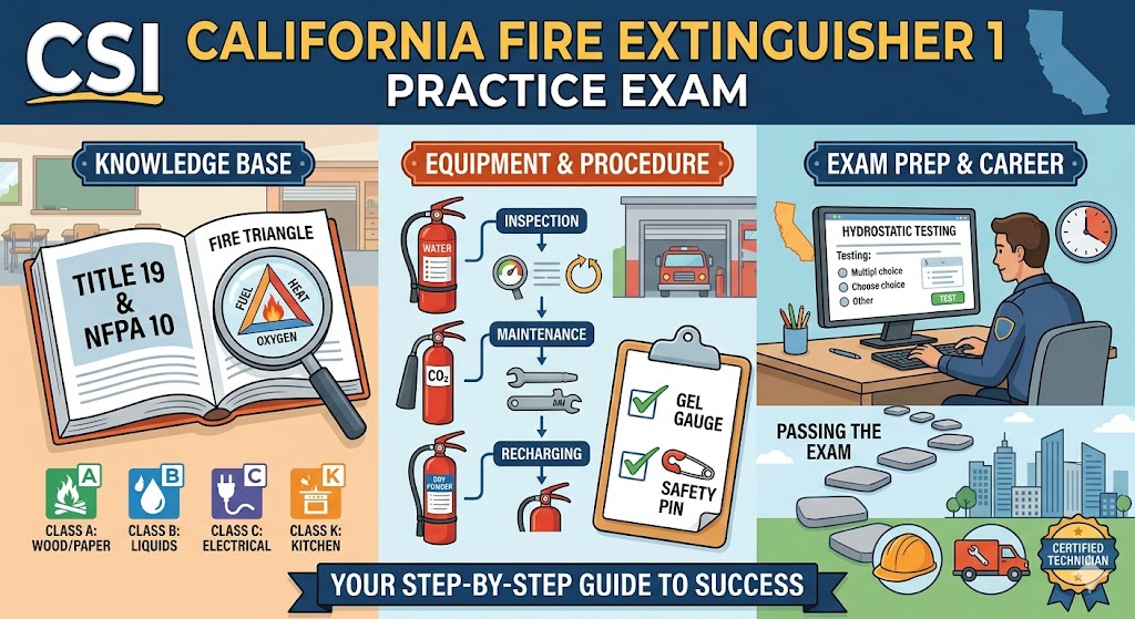 CSI California Fire Extinguisher 1 Certification Practice Exam Banner