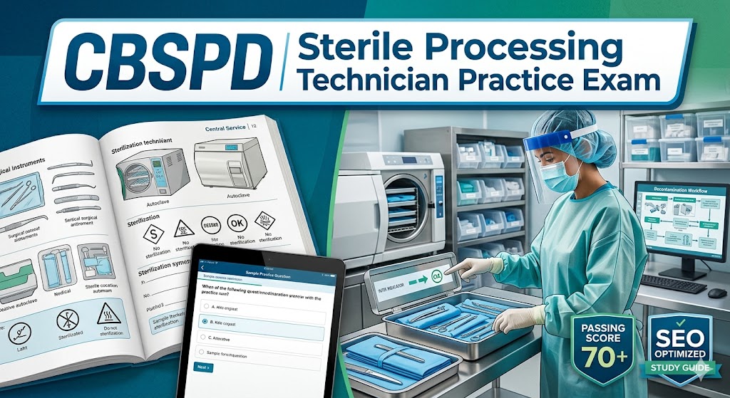 Certification Board for Sterile Processing and Distribution (CBSPD) Sterile Processing Technician Practice Exam Banner