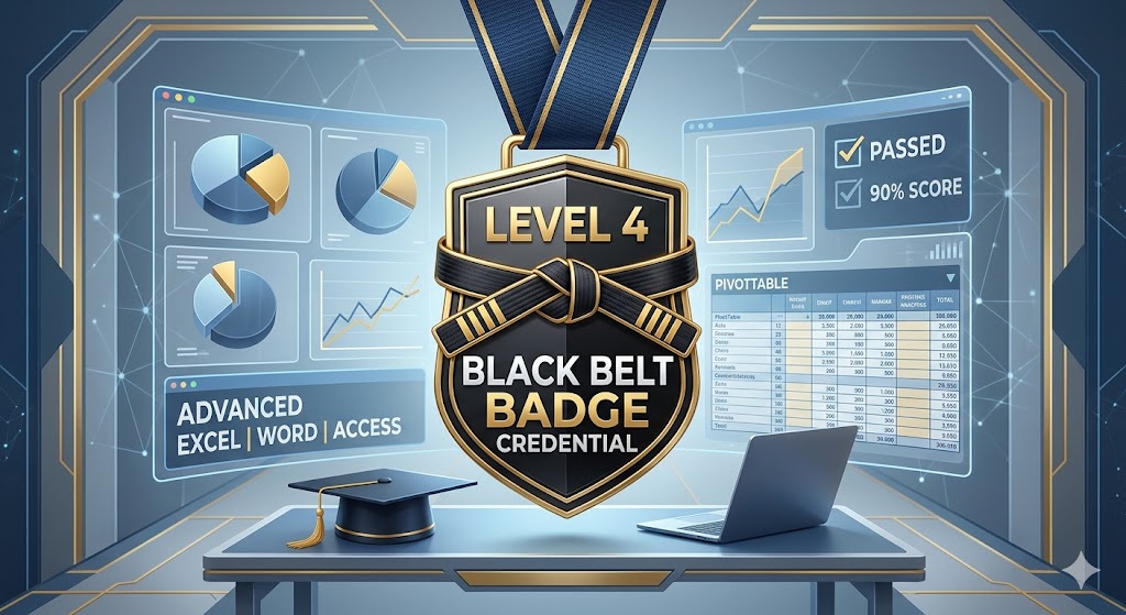 Level 4 Black Belt Badge Credential Practice Exam Banner