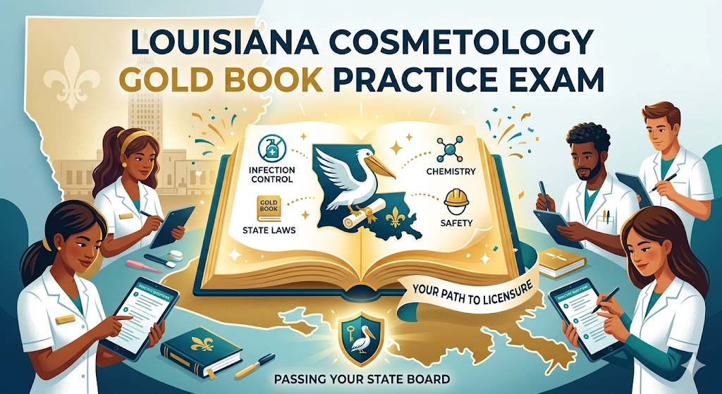 Louisiana State Board Cosmetology Gold Book Practice Test Banner