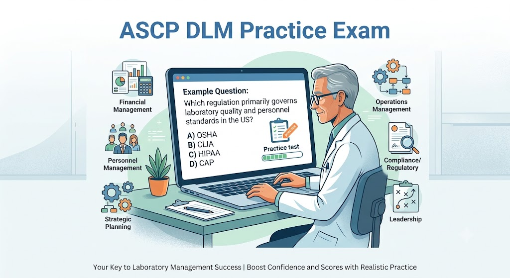 ASCP Diplomate in Laboratory Management (DLM) Practice Exam Banner