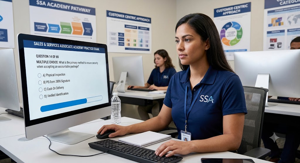 Sales and Services Associate (SSA) Academy Practice Test Banner