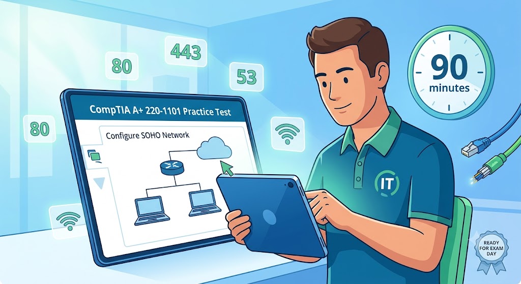 CompTIA A+ Networking Practice Test Core 1 Exam 220-1101 Banner